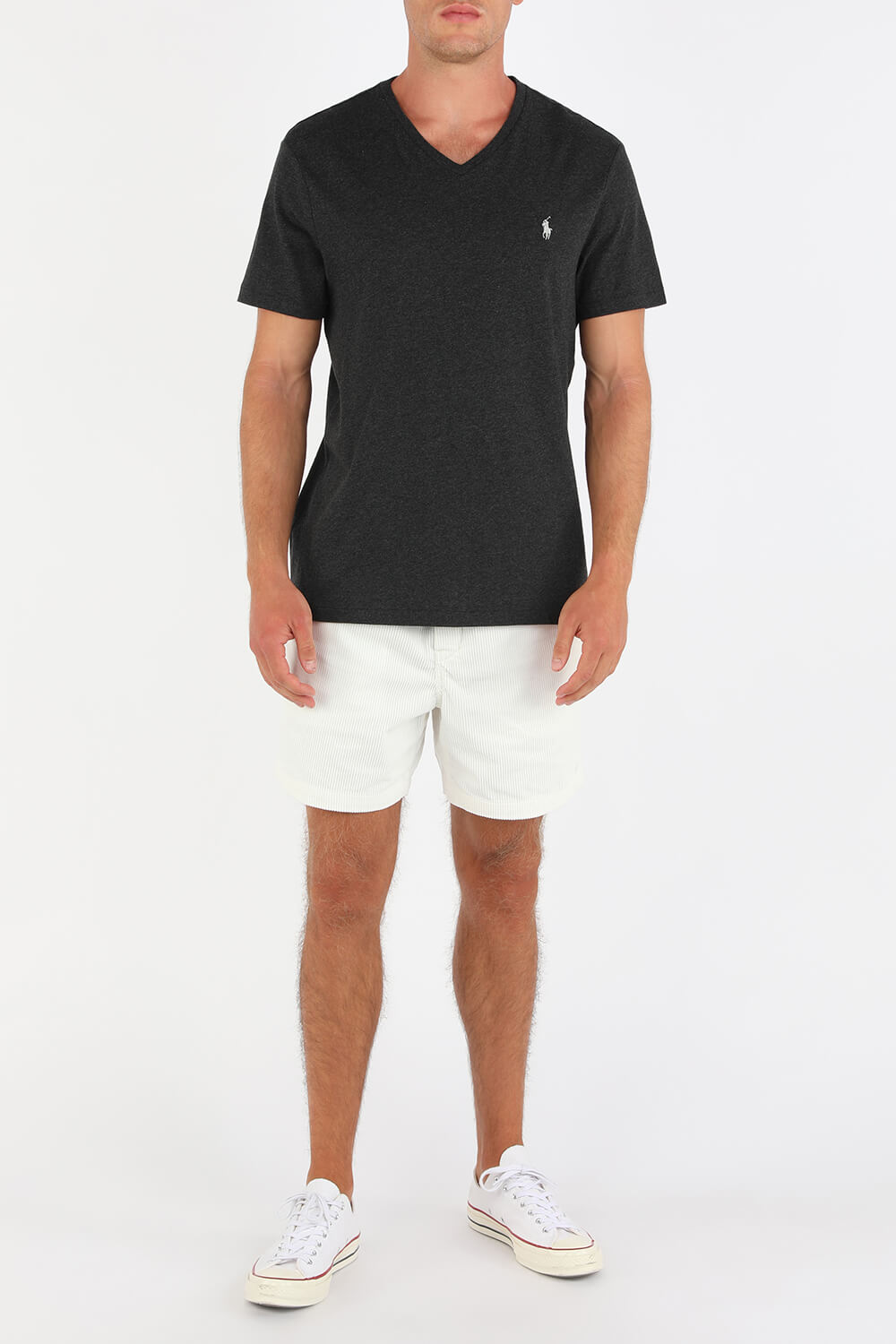 חולצת טי צווארון וי עם לוגו רקום POLO RALPH LAUREN